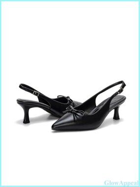 Slingback Kitten Heels Pointed Toe Closed Toe Dress Shoes with Bow